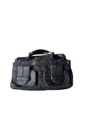 Chloe Saskia Navy Studded Leather Satchel Handbag